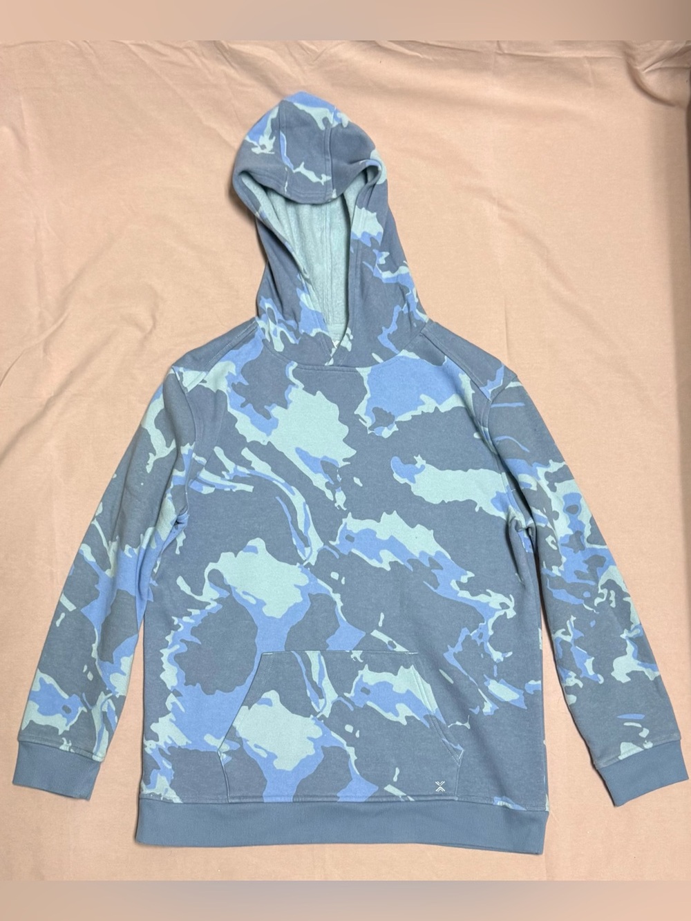 Xersion Blue Camo Pullover Hoodie Youth Large 14/16 Athletic Sweatshirt